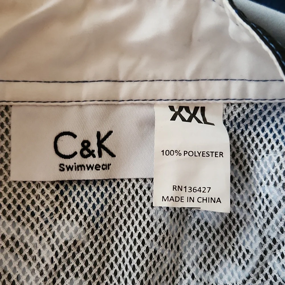 NWT - C&K Swimware - Men's Blue and White Swim Shorts - Size XXL